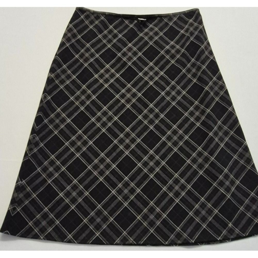 The Limited Stretch Black/tan Plaid‎ Classic Zip  Flared Skirt Size 10